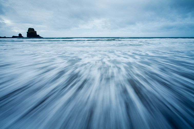 Receding wave pattern on beach, Talisker Bay, Isle of Skye, Scotland, UK